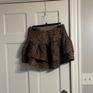 Vici Brown Leopard Mini Skirt